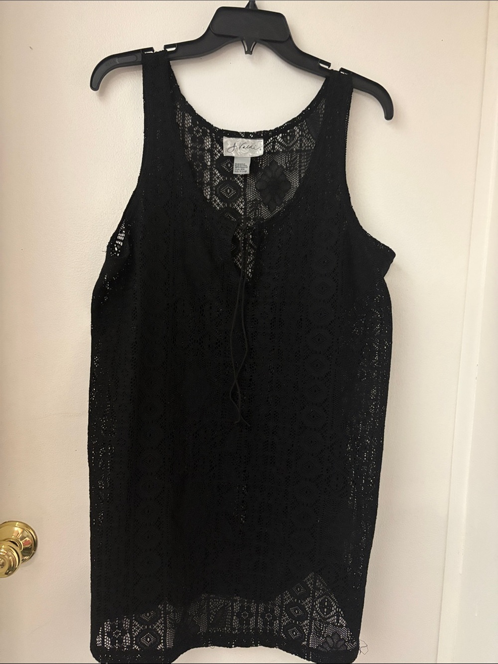 Black Lace Sleeveless Camisole with Tie Front